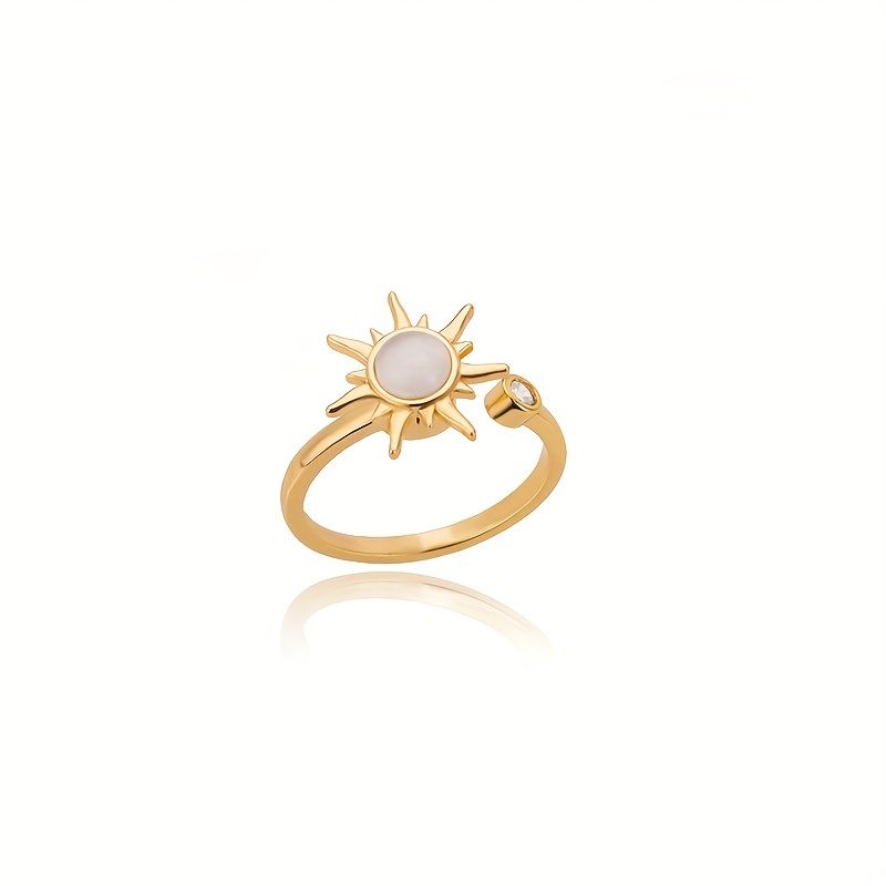 Women's Rotating Sun Opal Adjustable Ring, Stainless Steel