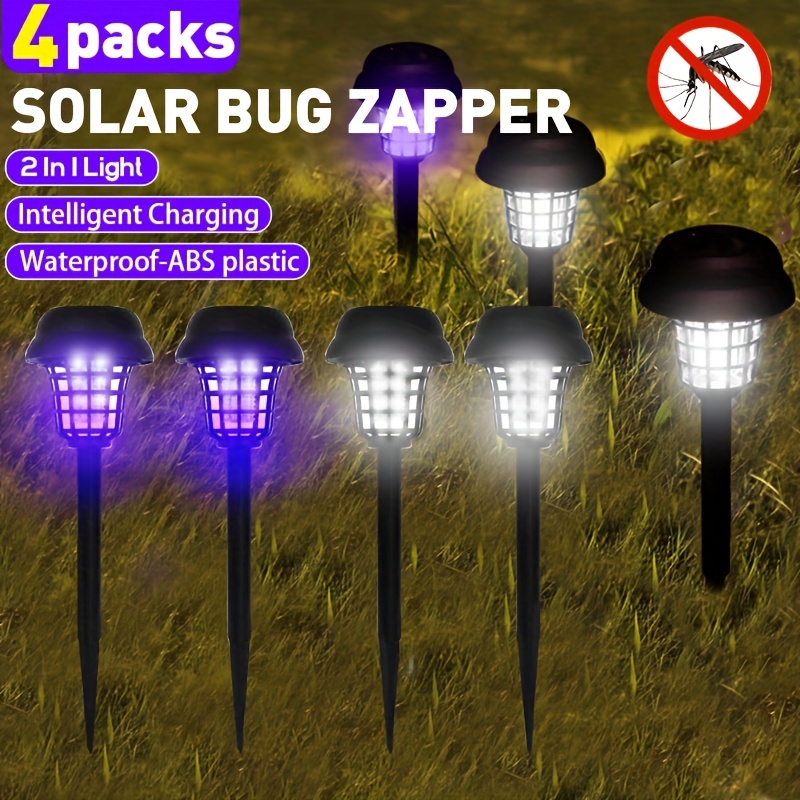 

2pcs Solar Bug Zapper Waterproof, Outdoor Mosquito Zapper, Lighting Mosquito Repellent Lamp For Indoor Outdoor Use Garden Patio (purple And White Light)