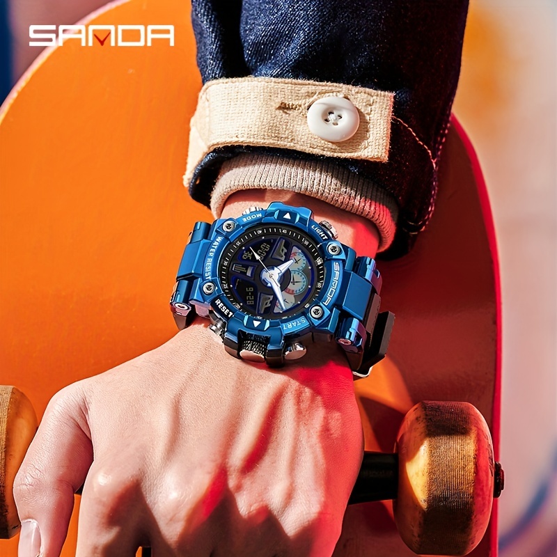 Reloj Sanda Resistente Agua Hombre, Reloj Natación Sincronización Lujo Moda  Digital Acero Inoxidable - Joyería Accesorios - Temu Mexico