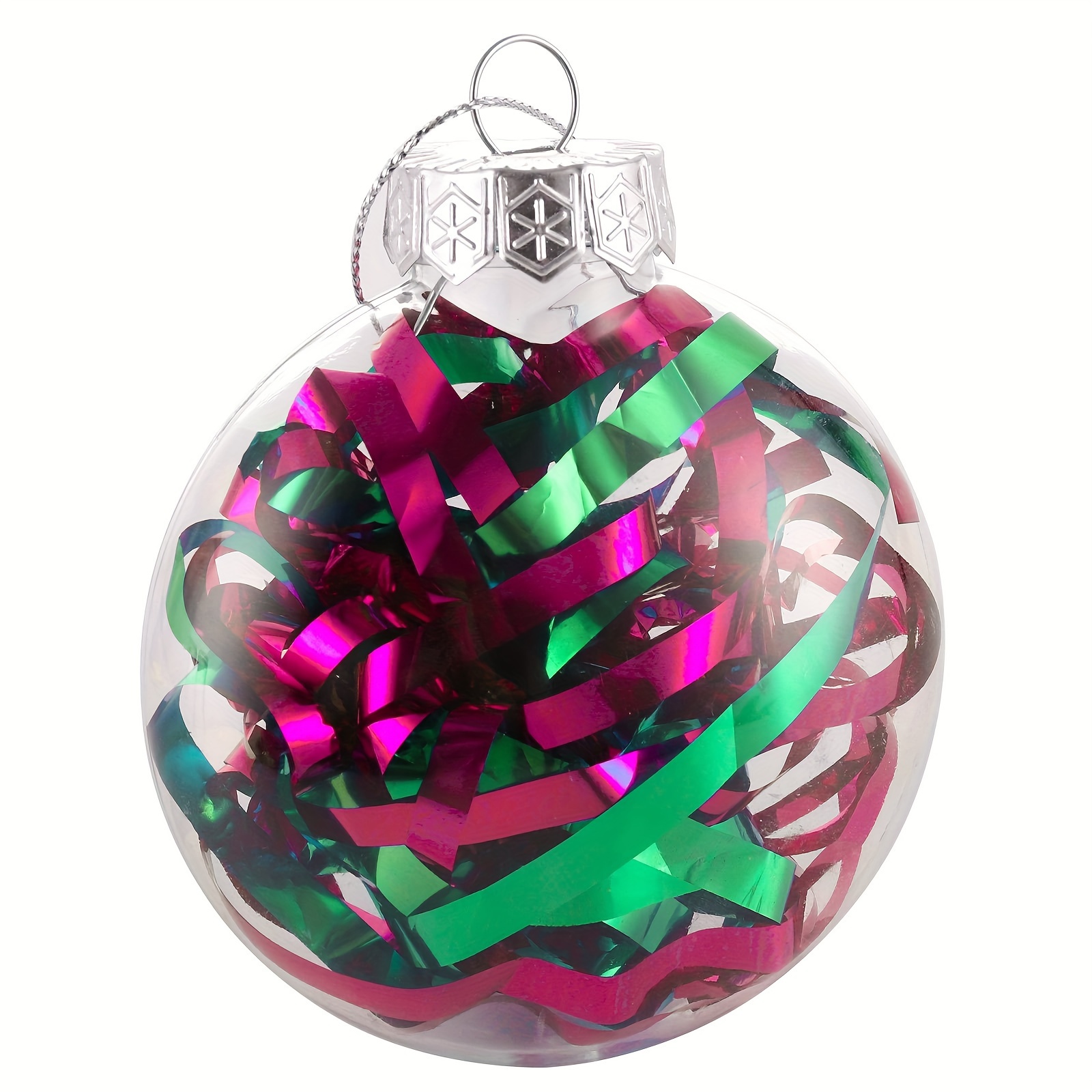 Christmas Ornaments Balls Clear Plastic Ornaments Hanging Christmas Fillable Balls Ornament for DIY Crafts - 12PCS(3.15'')
