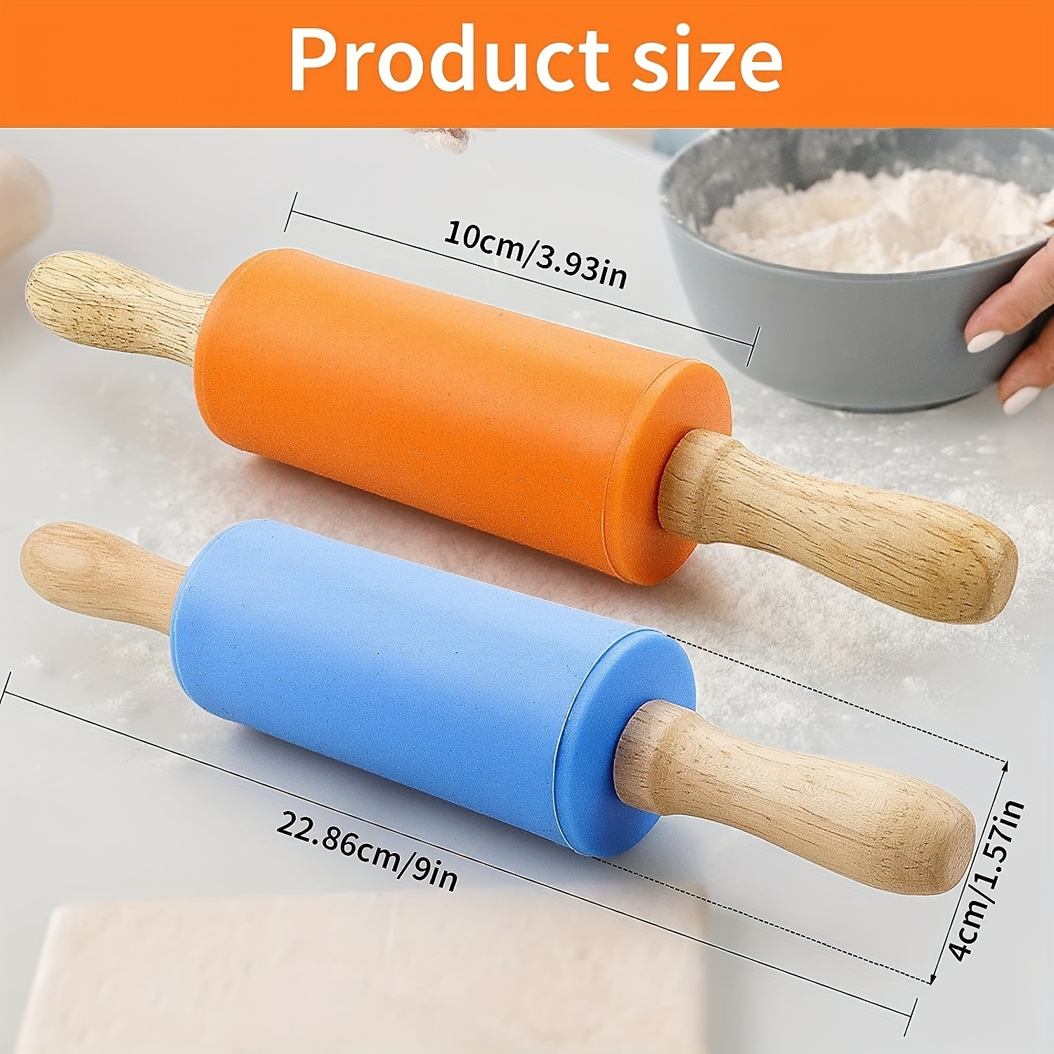 Small Rolling Pin For Kids Children Wooden Handle Silicone - Temu