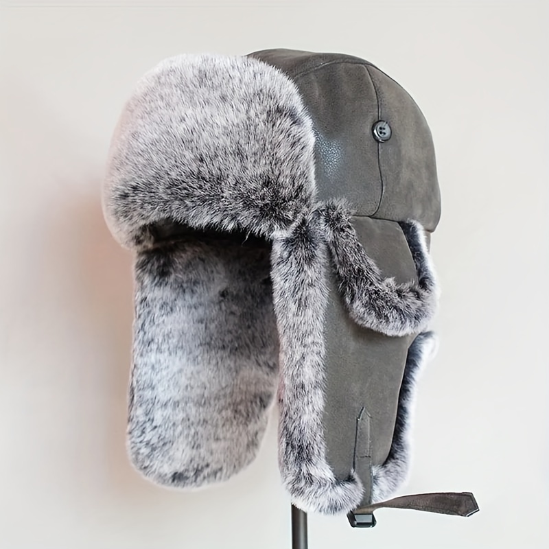 1pc Winter Bomber Hats For Men Ear Flap Pu Leather Faux Fur Trapper Hat  Ideal Choice For Gifts, Don't Miss These Great Deals