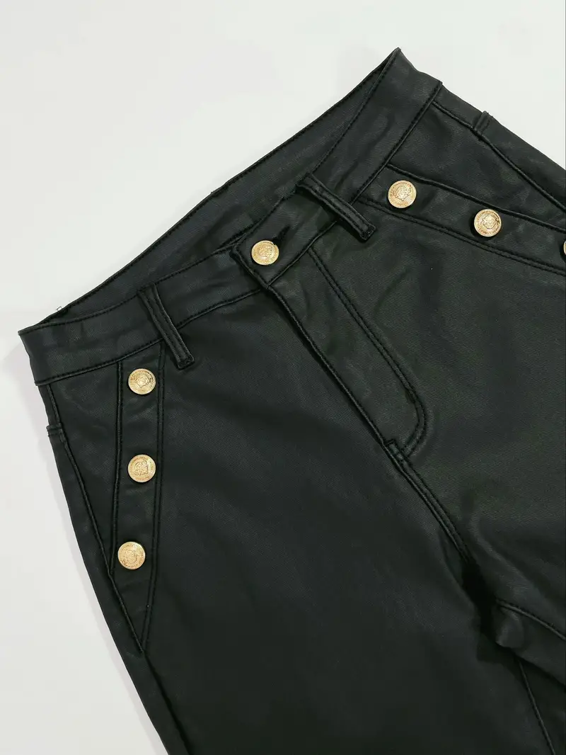 Boutons En Relief Décor Jeans Skinny Noirs Pantalons En - Temu France