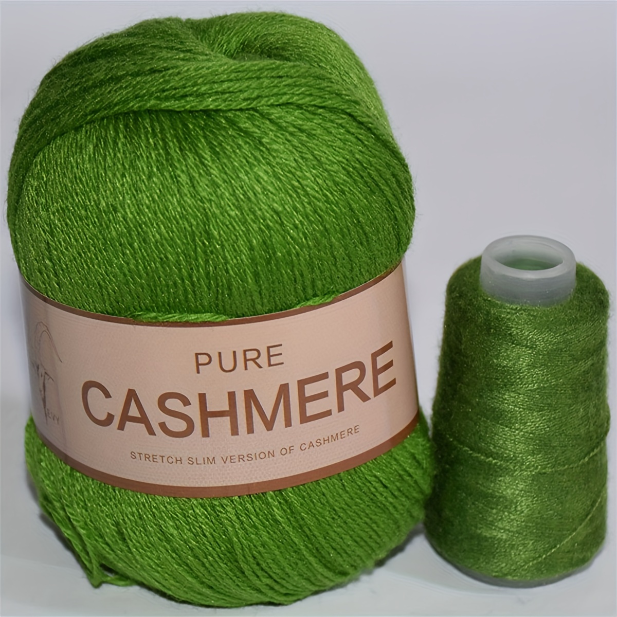 100% Cashmere Yarn, 100g Mongolian Pure Cashmere Hand Knitting Cone Yarn  Luxuriously Soft Yarn for Knitting Crocheting (Olive Green)