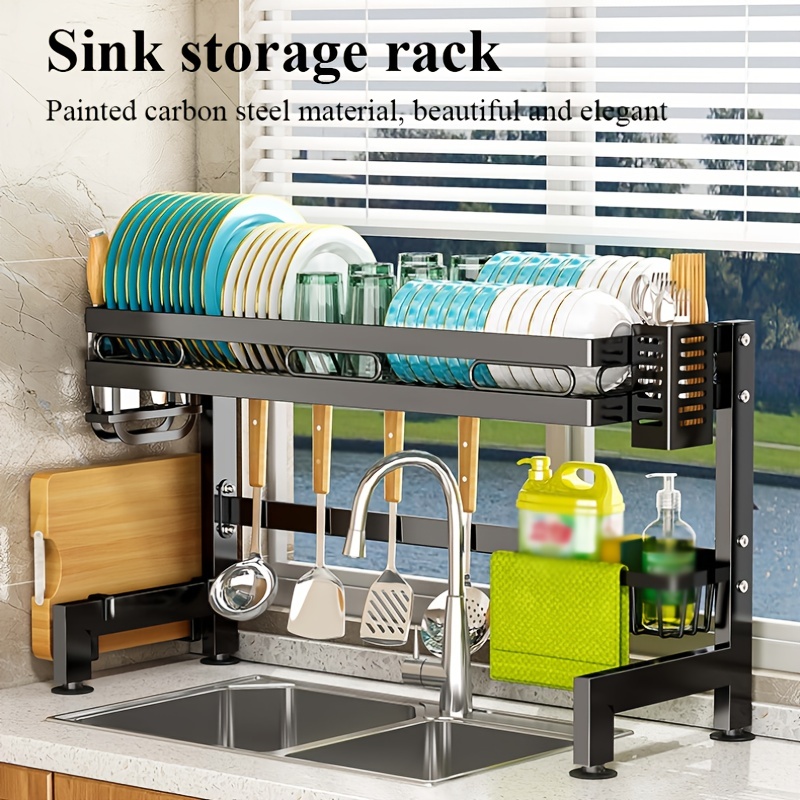 1pc Kitchen Storage Rack, Sink Side Storage Shelf, Drain Rack