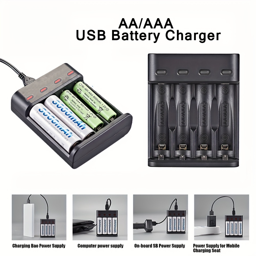 Smart Universal 4 slot Usb Battery Charger Aa/aaa - Temu