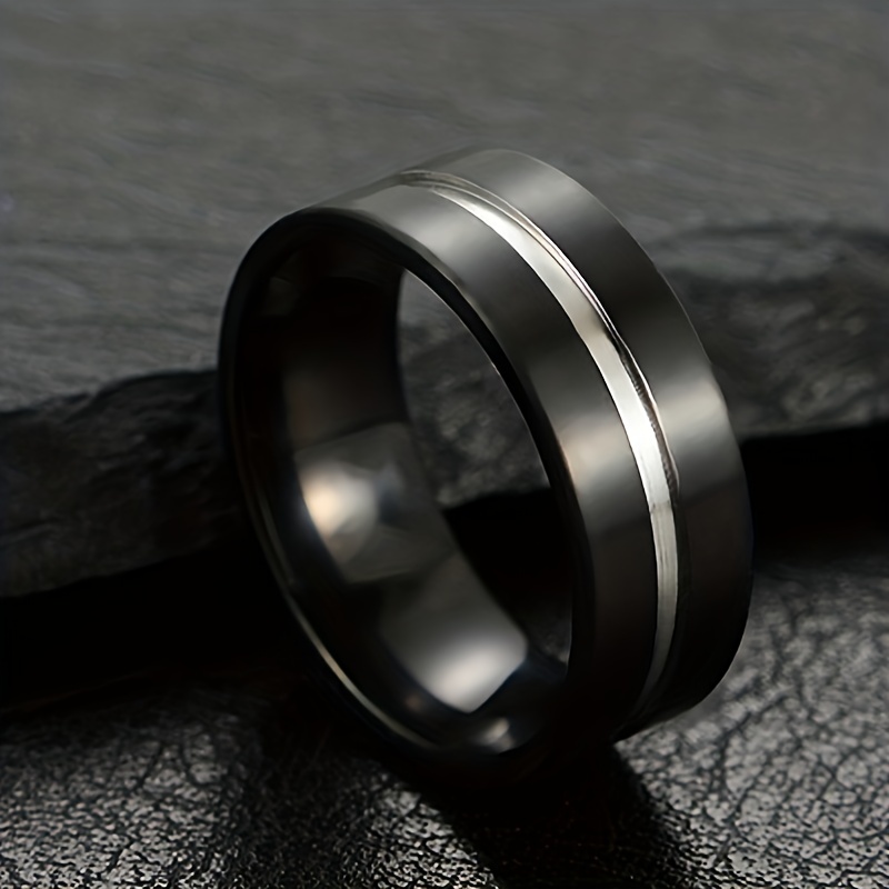 Groove Ring With Rotatable Decompression Black Set Men's - Temu
