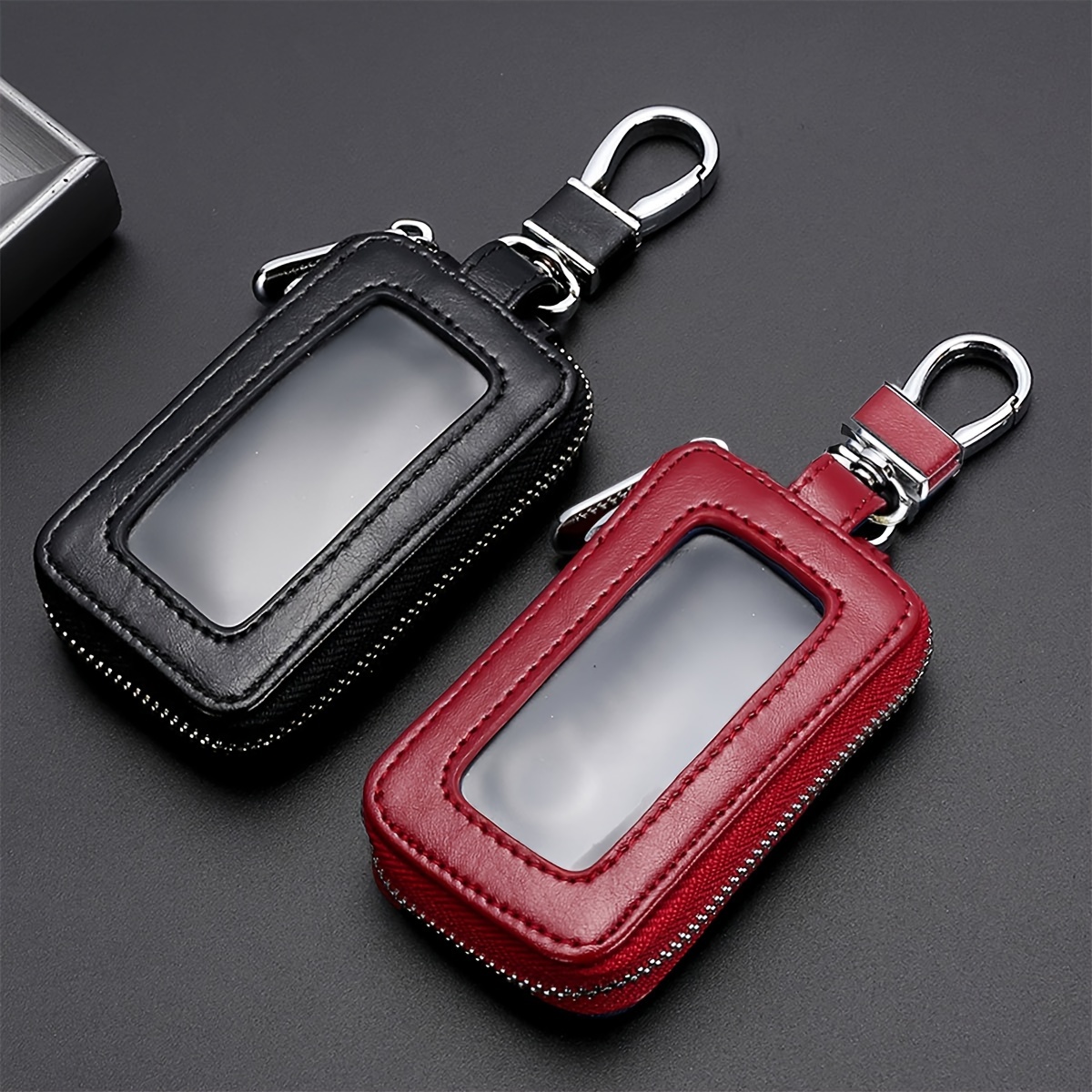 

1pc Men's Frosted Mirror Window Car Remote Zipper Key Bag, Exquisite Retro General Motors Key Bag