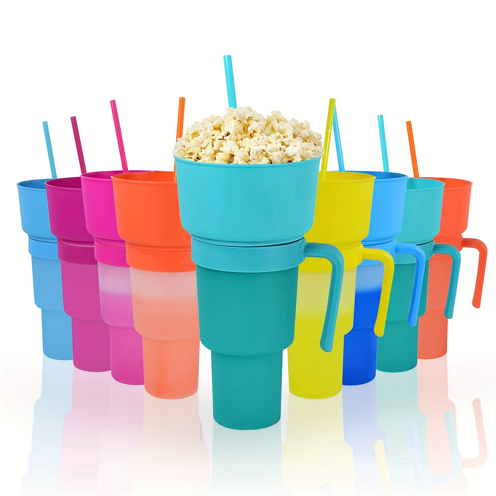 2 In 1 Snack Bowl Drink Cup with Straw Portable Stadium Tumbler Color  Change Splash Proof Leakproof Portable Snack Container NEW - AliExpress