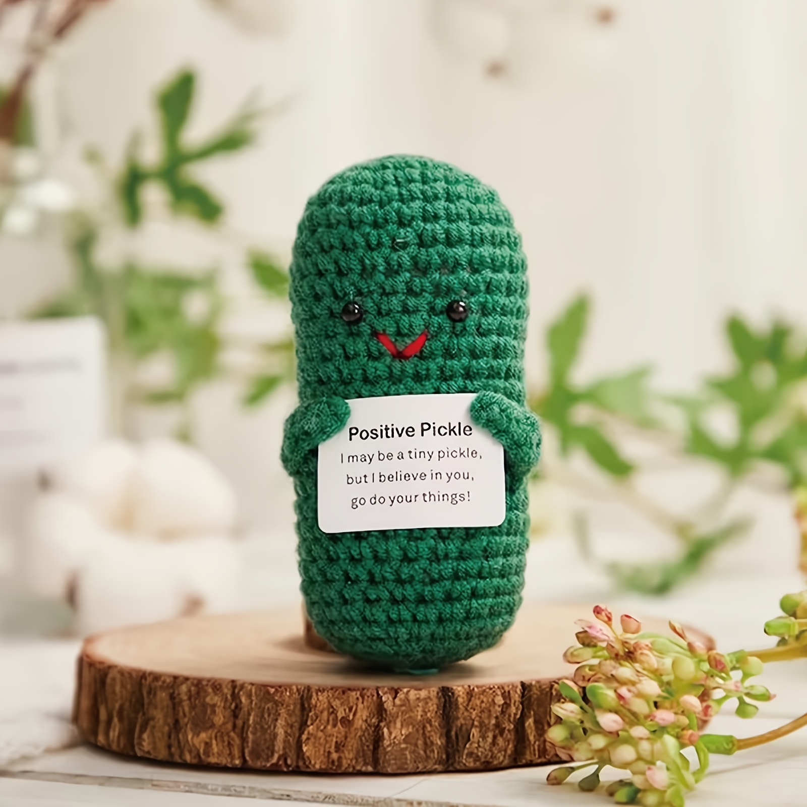 Funny Positive Potato,Cute Wool Knitting Doll with Positive Card