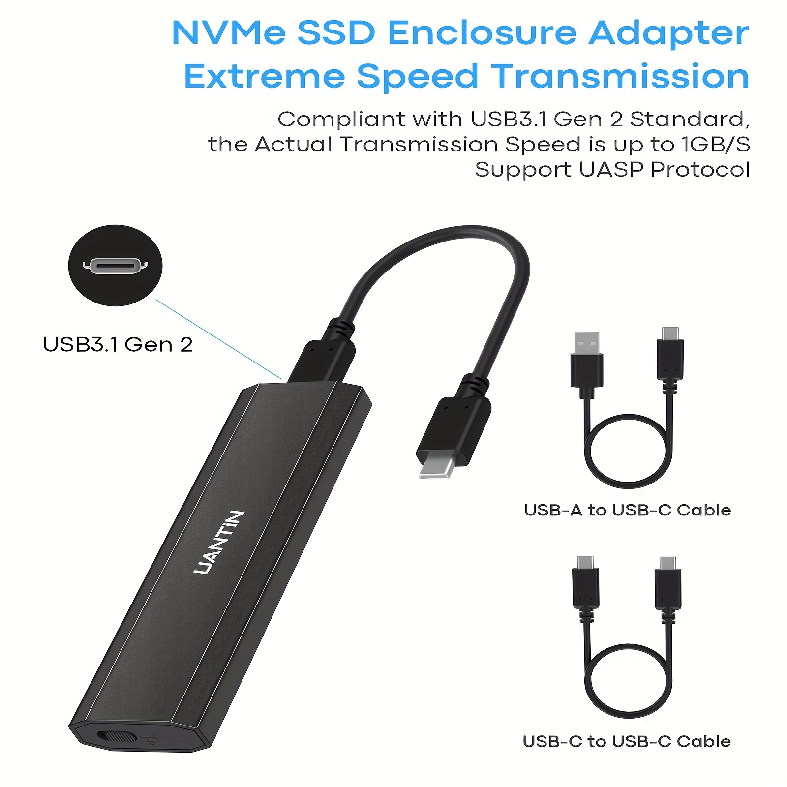 M.2 NVMe USB-C SSD Enclosure, aluminium, USB 3.2 Gen2