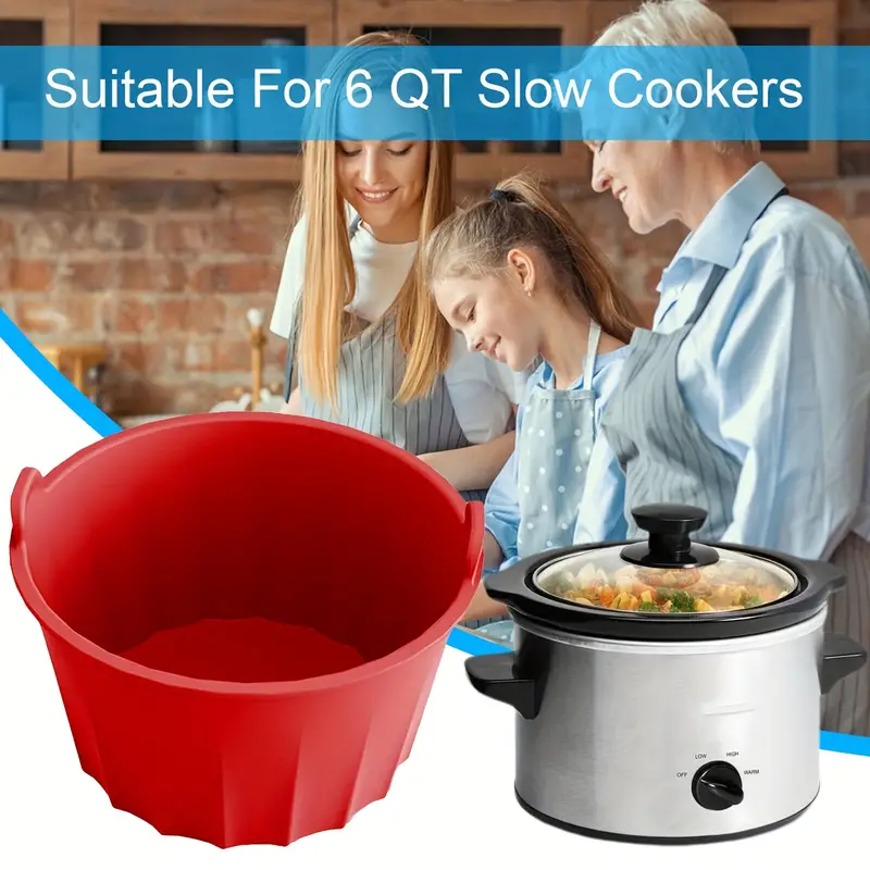 2pcs Set Slow Cooker Liner Set Silicone Divider Insert Replacement Crock 5  6qt Cooking Liner Reusable