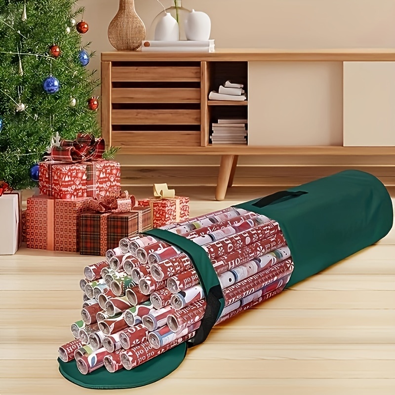 Portable Christmas Wrapping Paper Storage Bag Interior - Temu