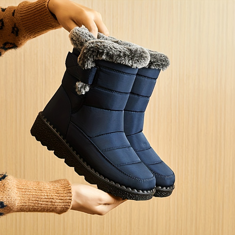 Waterproof Winter Boots For Women, Faux Fur Long Plush Snow Boots