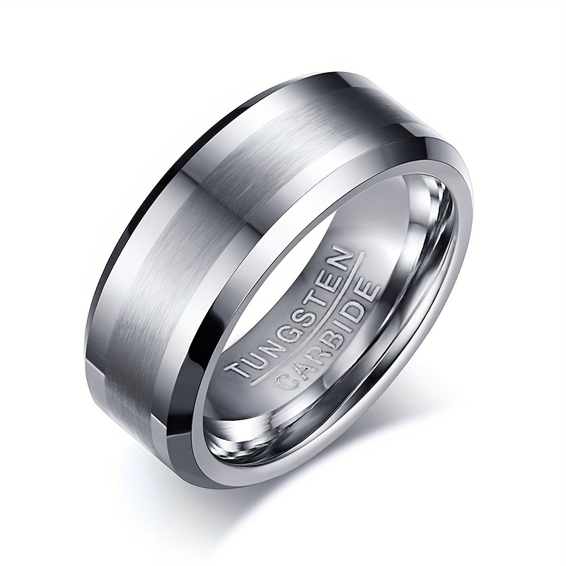 Men's Classic Silver Tungsten Ring