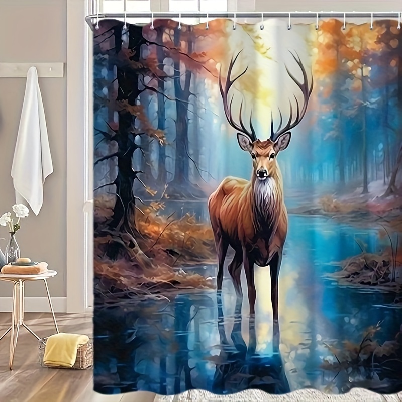 Forest Deer Bathroom Set Waterproof Decorative Shower - Temu