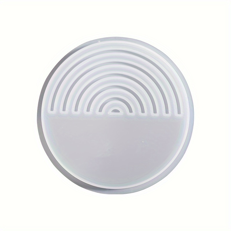 Image of Round Coaster Silicone Molds Half Moon Striped Cup Mats Resin Epoxy Mold Geometric Stripe Tray Mold For Diy Coaster Making Clay Crafts Jewelry Tray Home Decor