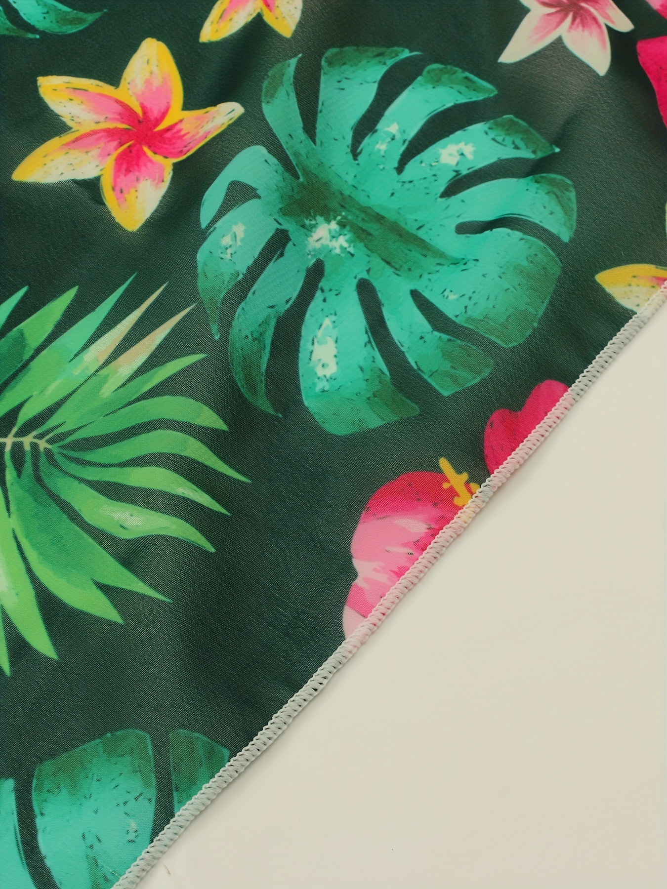 Tropical Spring Pink Multi Tropical Print Sarong Swim Cover-Up