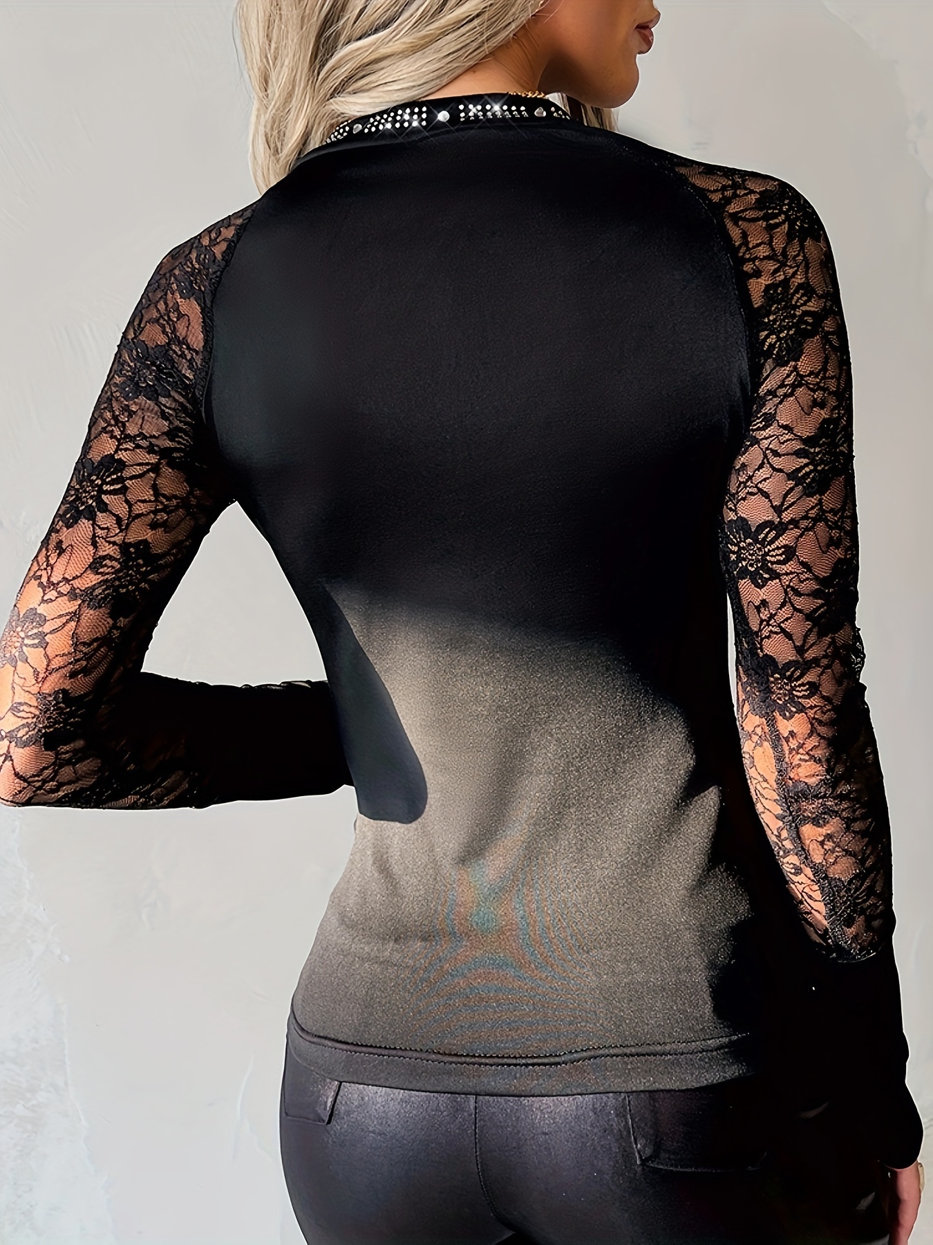 Contrast Lace Shaping Tops Seamless Long Sleeve Slimming Top - Temu