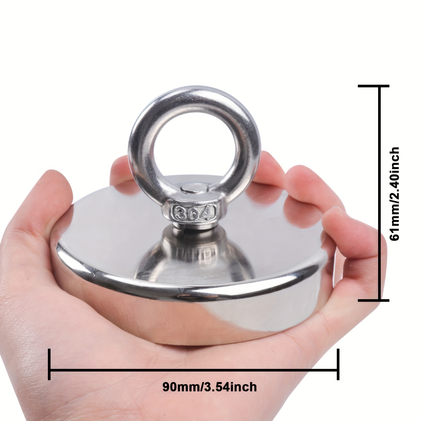 Neodymium Fishing Magnet, Super Strong Pulling Force Rare Earth Magnet with  Ring, Magnetic Tool for Salvage Retrieval and Recovery (25mm)