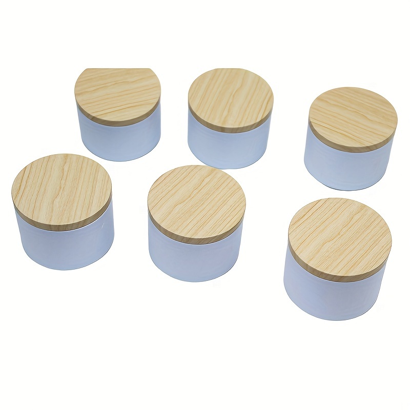 12pcs/boxes 4oz Metal Wood Covered White Candle Jars For DIY Candles, For  Direct Candle Gifts And Crafts
