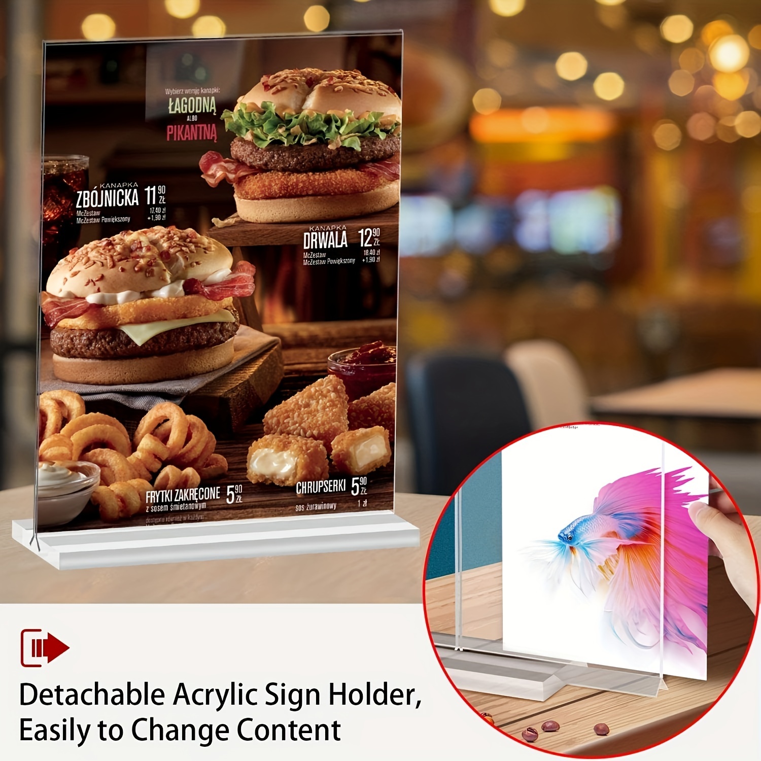 A5 148x210mm Acrylic Sign Holder Display Stand Restaurant Menu