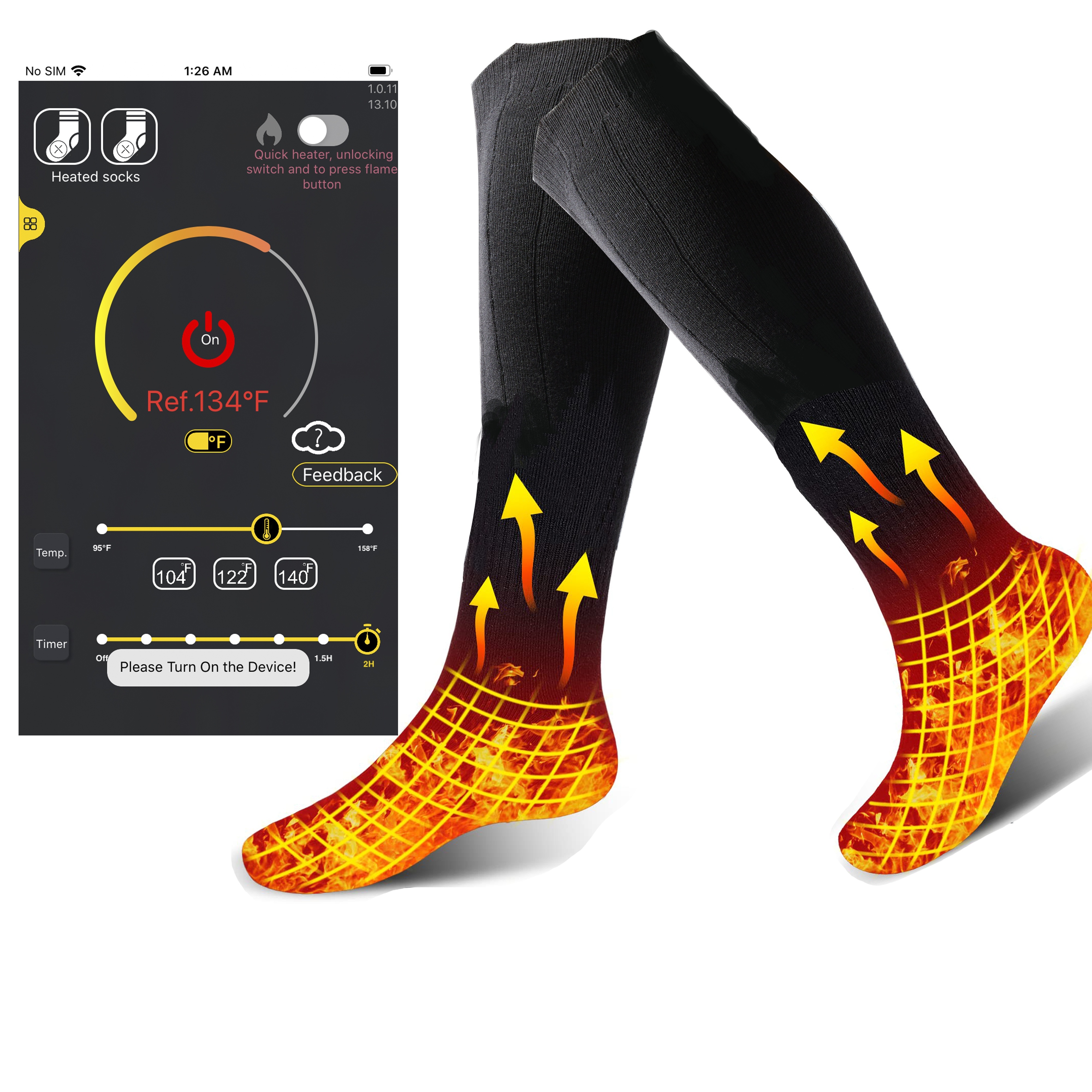  5000mAh Unisex Electric Heated Socks, App Remote Control  Thermal Electric Socks, Rechargeable Machine Washable Heated Socks, Women  Men Heating Sock for Snowfield Ski Hunting Camping Fishing Riding : Sports  & Outdoors