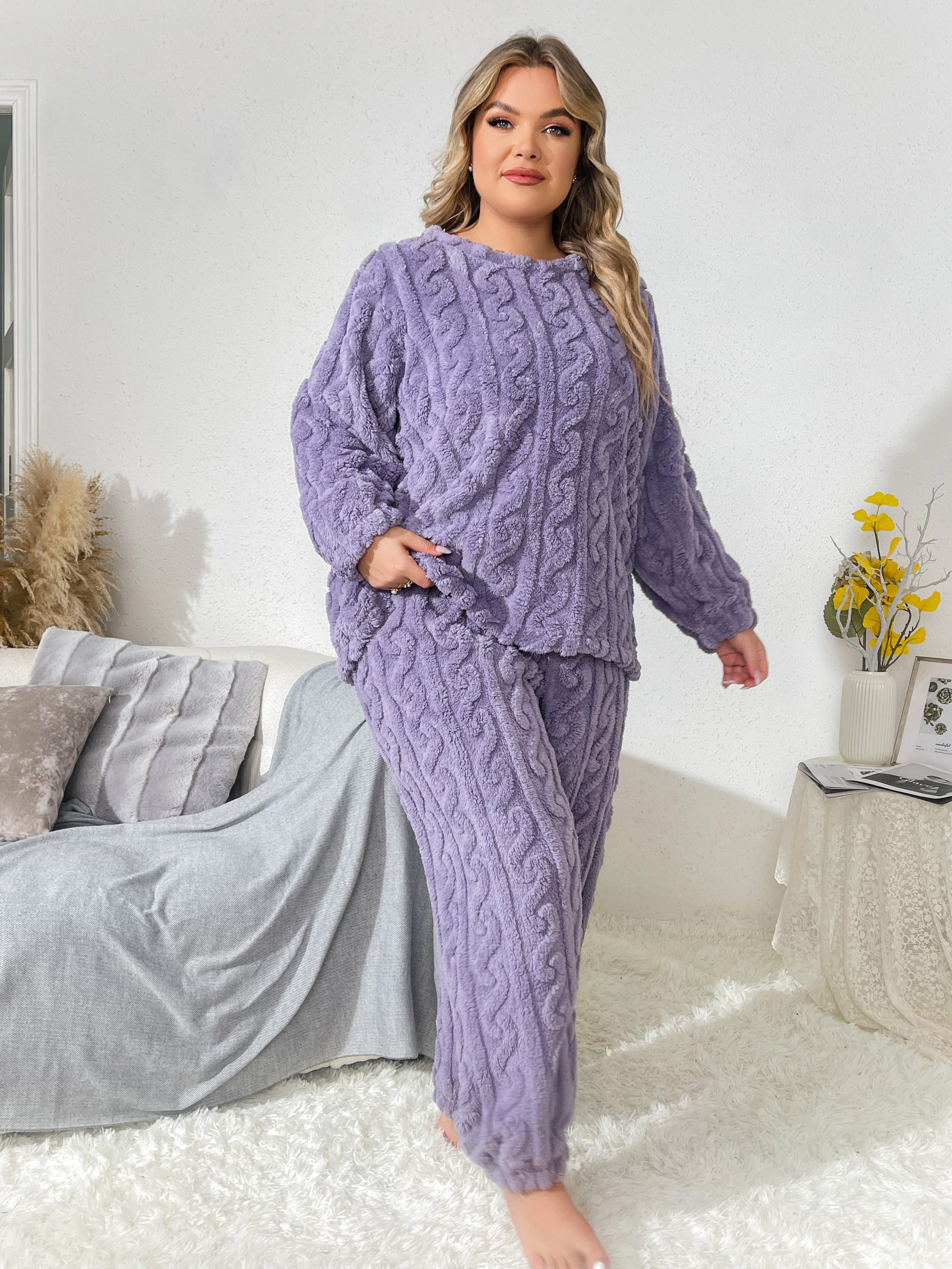 La Society Women's Fuzzy Fanatic Teddy Bear Loungewear Set