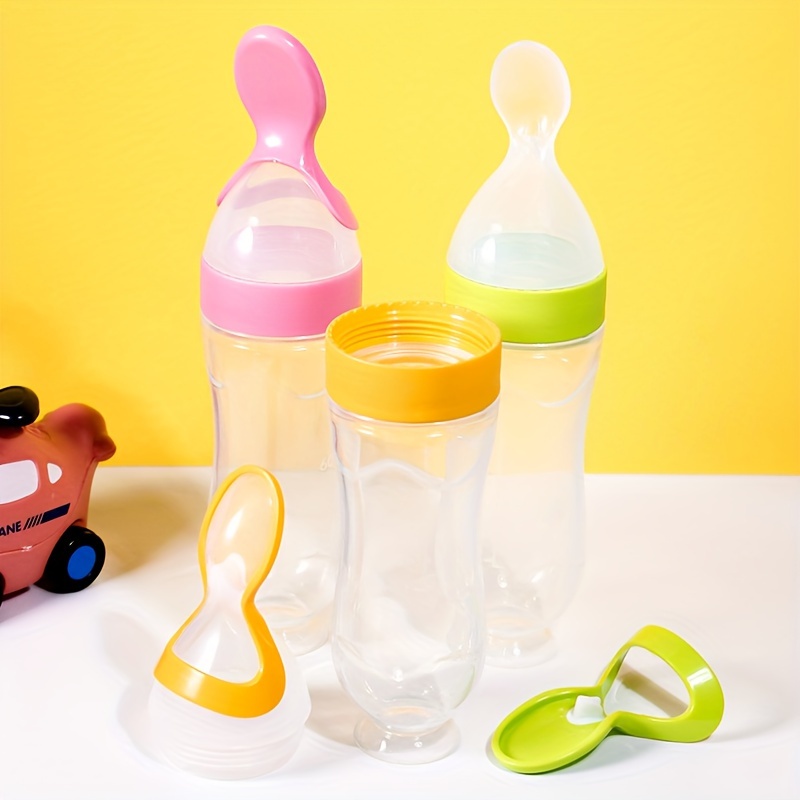 Infant Food Dispensing Spoon Silicone Squeeze Feeding Bottle Baby Food  Feeder Newborn Tableware Tools, 90ml
