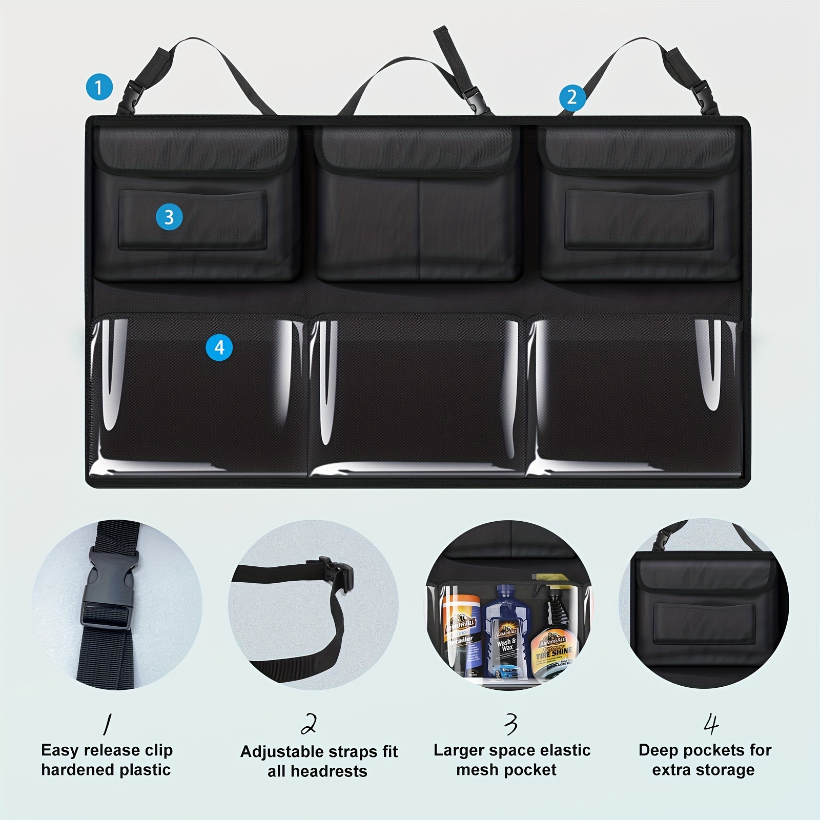Car Trunk Organizer Upgraded Back Seat Storage Bag 6 Large - Temu