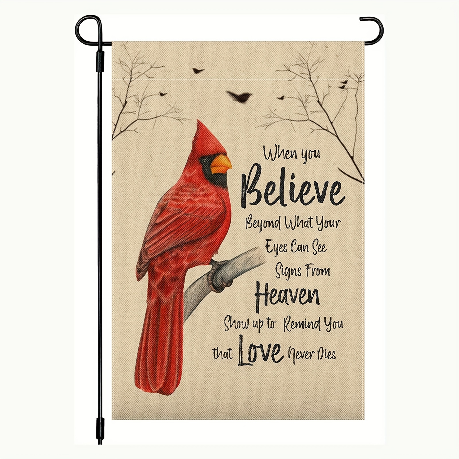 

1pc Garden Flag Farmhouse Burlap Yard Outdoor Decor Signs, From Heaven Show Up To Remind You That Love Never Dies (no Metal Brace) 12x18 Inch Easter Gift