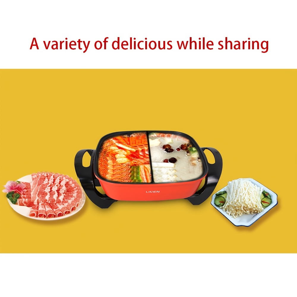 Electric Hot Pot with Divider, Large Shabu Shabu Hotpot Pot with  Temperature Con