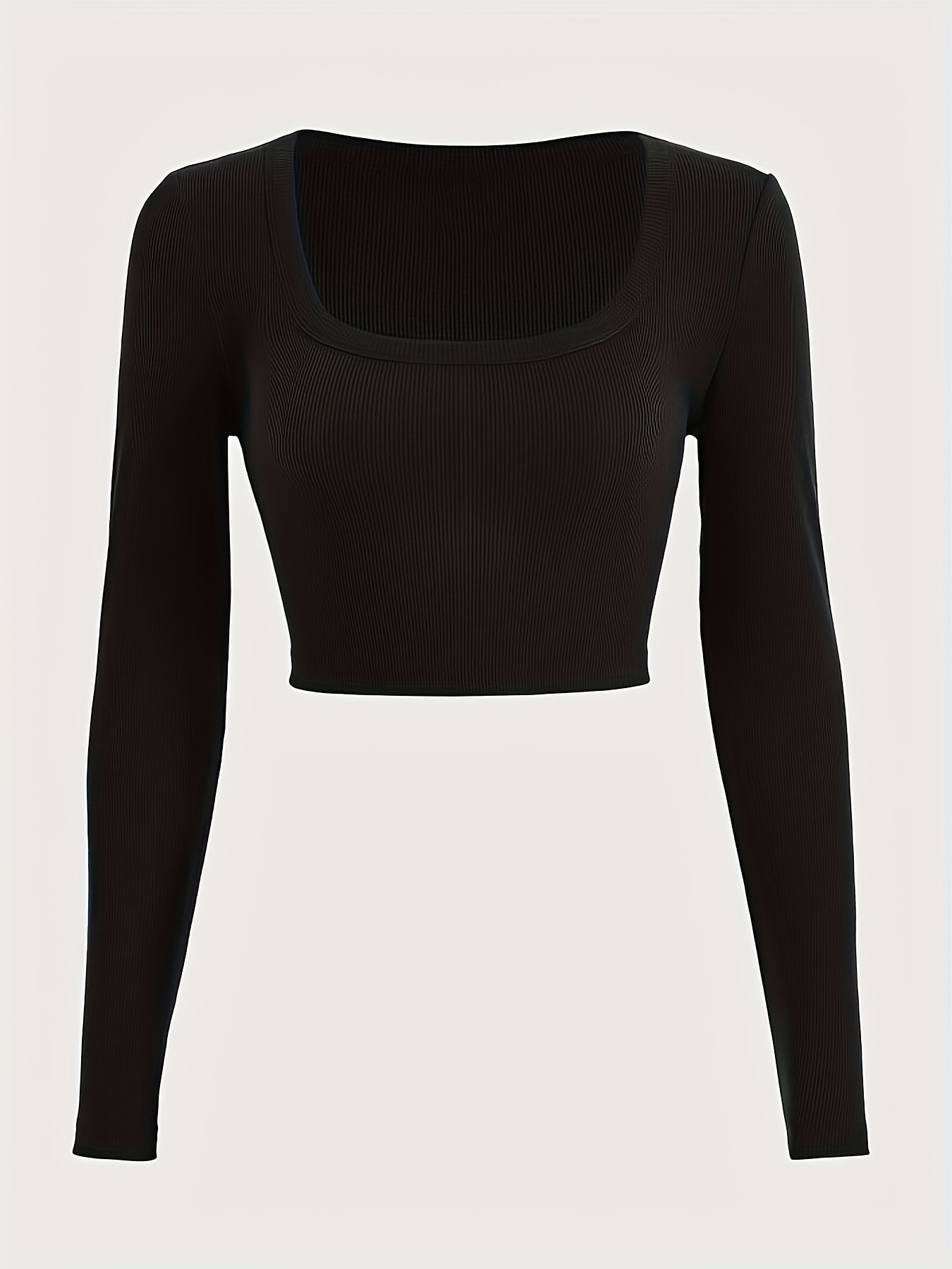 Solid Ribbed Lounge Tops Long Sleeve Crew Neck Top Women's Loungewear