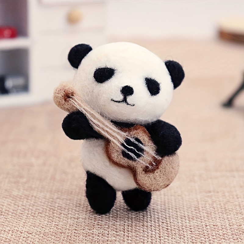 Lovely Guitar Panda Needle Felting Kits Beginners Diy Wool - Temu