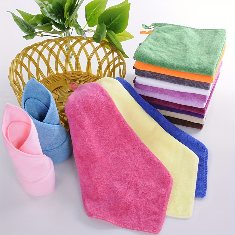 Solid Color Cotton Washcloths Household Cleaning Rags Small - Temu