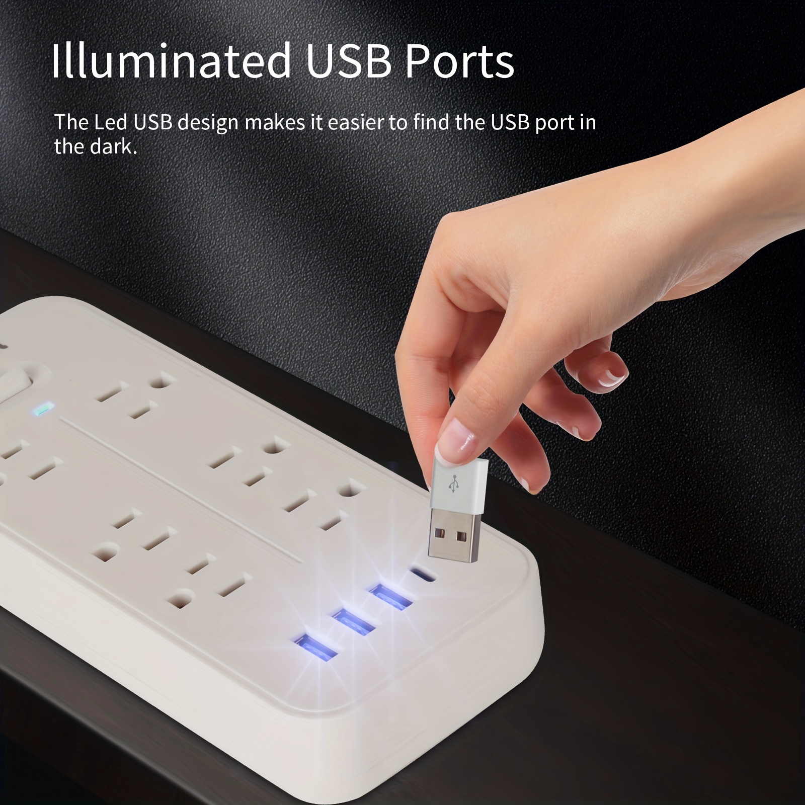  Power Strip Surge Protector - 6 Widely Outlets with 3