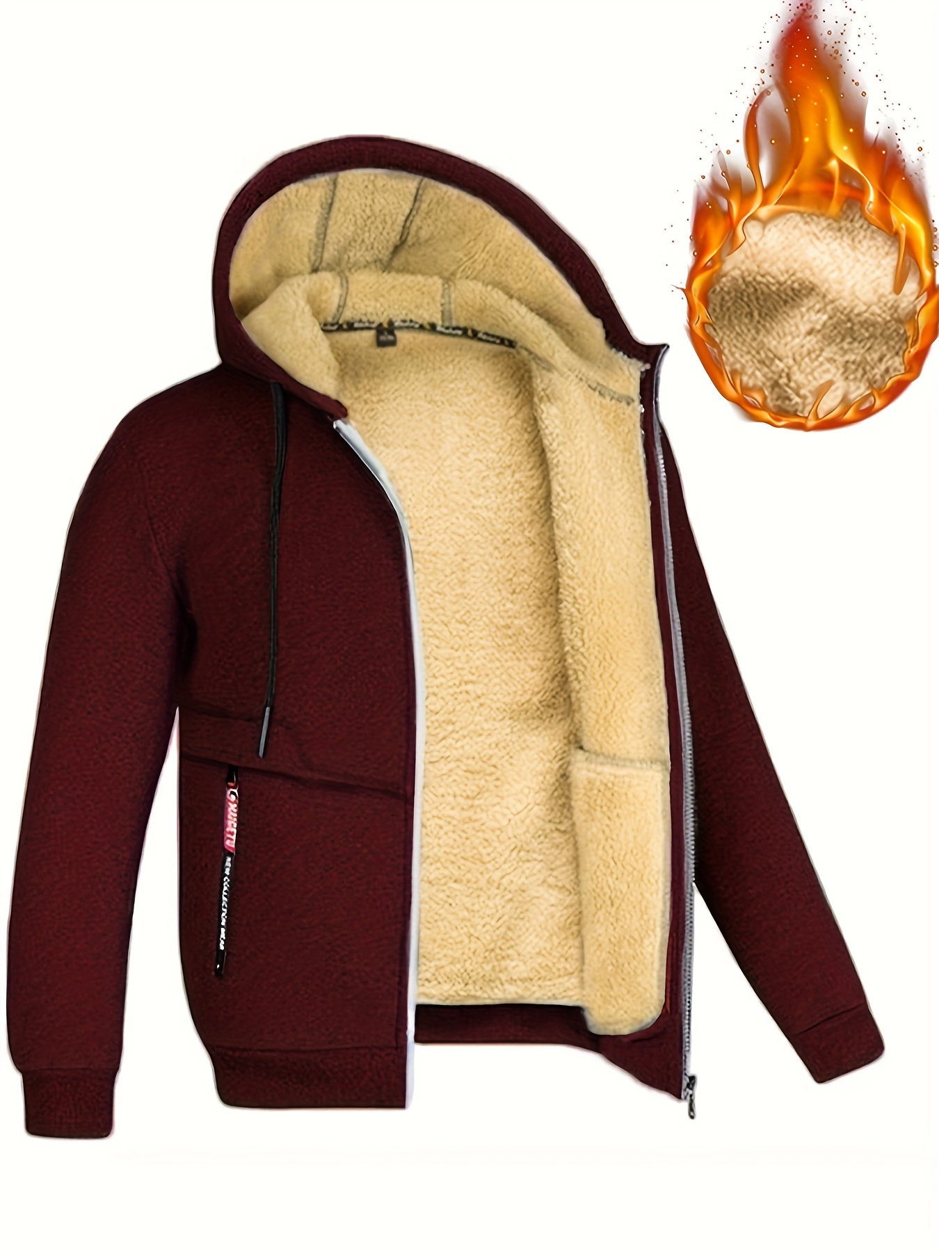 Mens Jacket Full Zipper Men's Autumn&Winter Solid Color Long