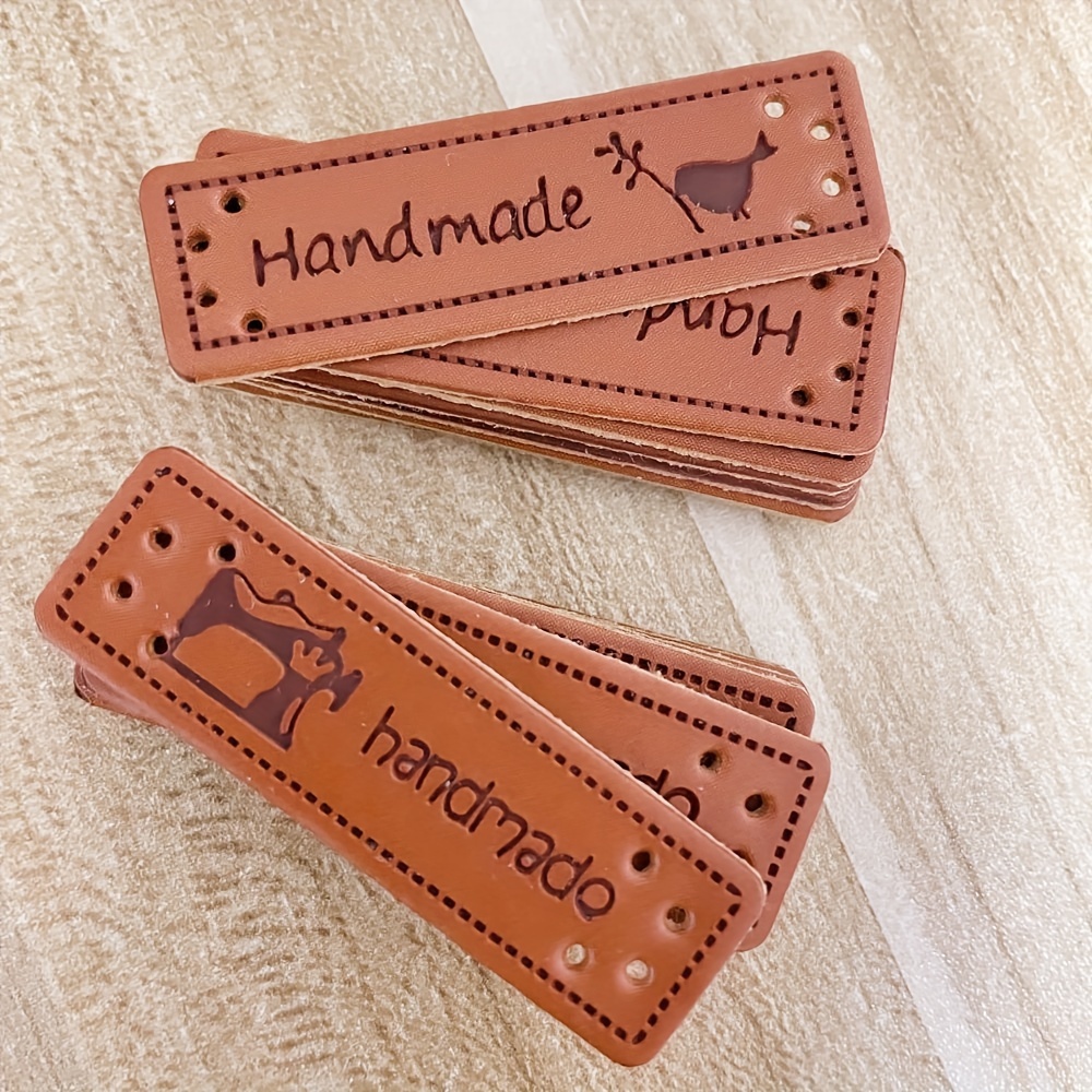  70 Pcs Handmade PU Leather Label Leather Crochet Labels  Clothing Hand Made Embossed Tag with Holes Embellishments Knit Leather Tags  for Crochet Sewing Clothing Decors (Rectangle) : Arts, Crafts & Sewing