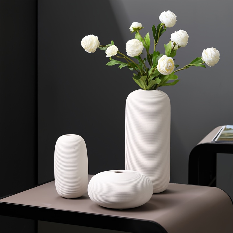 

Set Of 3 Nordic Ceramic Vase, Modern Flower Vase, Suitable For Living Room Tv Cabinet Flower Arrangement Dried Flower Creative Desktop Entrance Cabinet Decoration