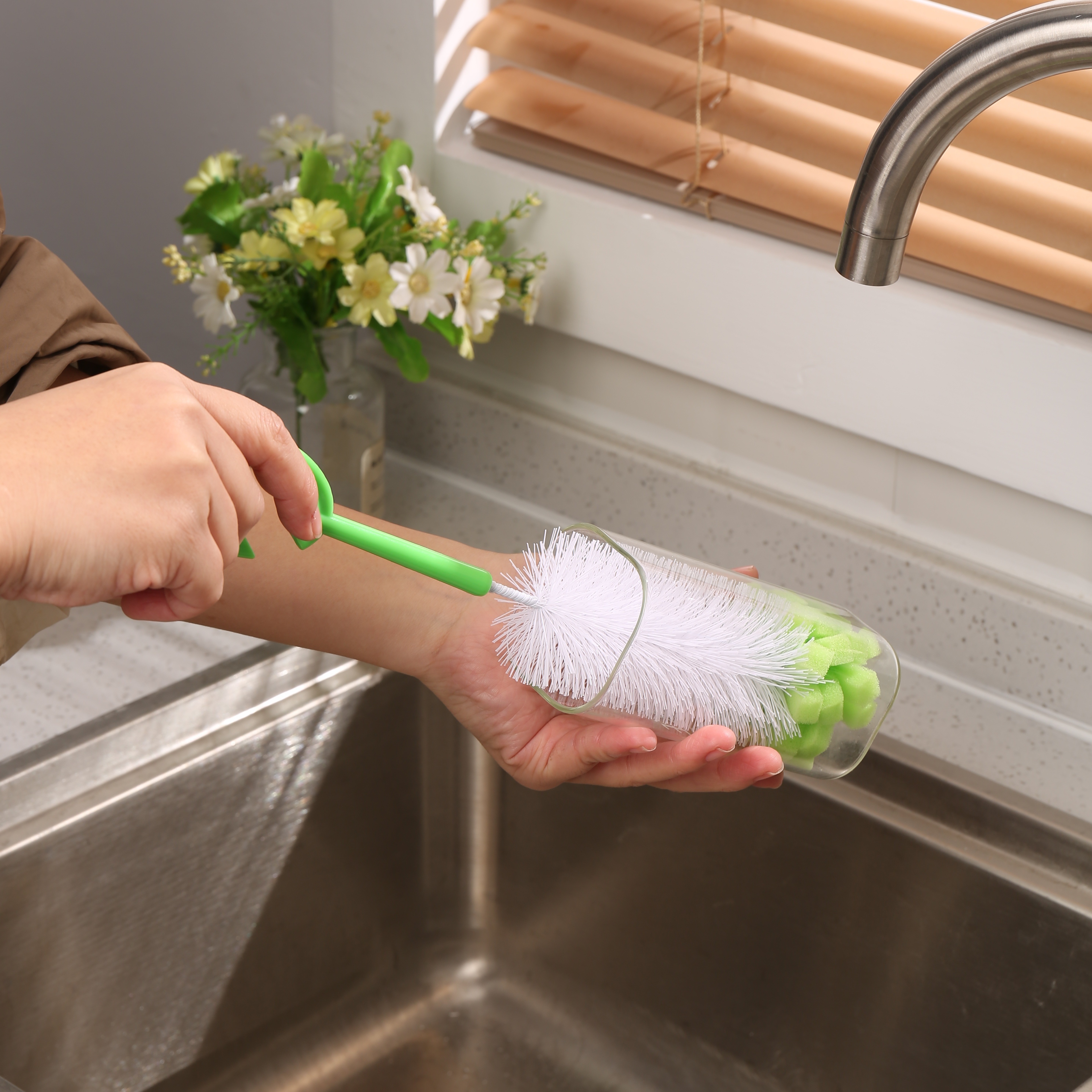 Sponge Bottle Cleaning Brushes Long Handle Kitchen Cup Bottle Brush Home  Cleaner