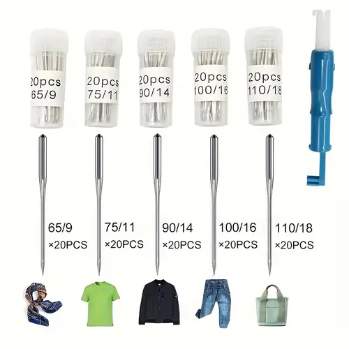 SINGER Assorted Denim Sewing Machine Needle Bundle in Sizes 80/12, 90/14,  100/16, and 110/18, 16 pc Set