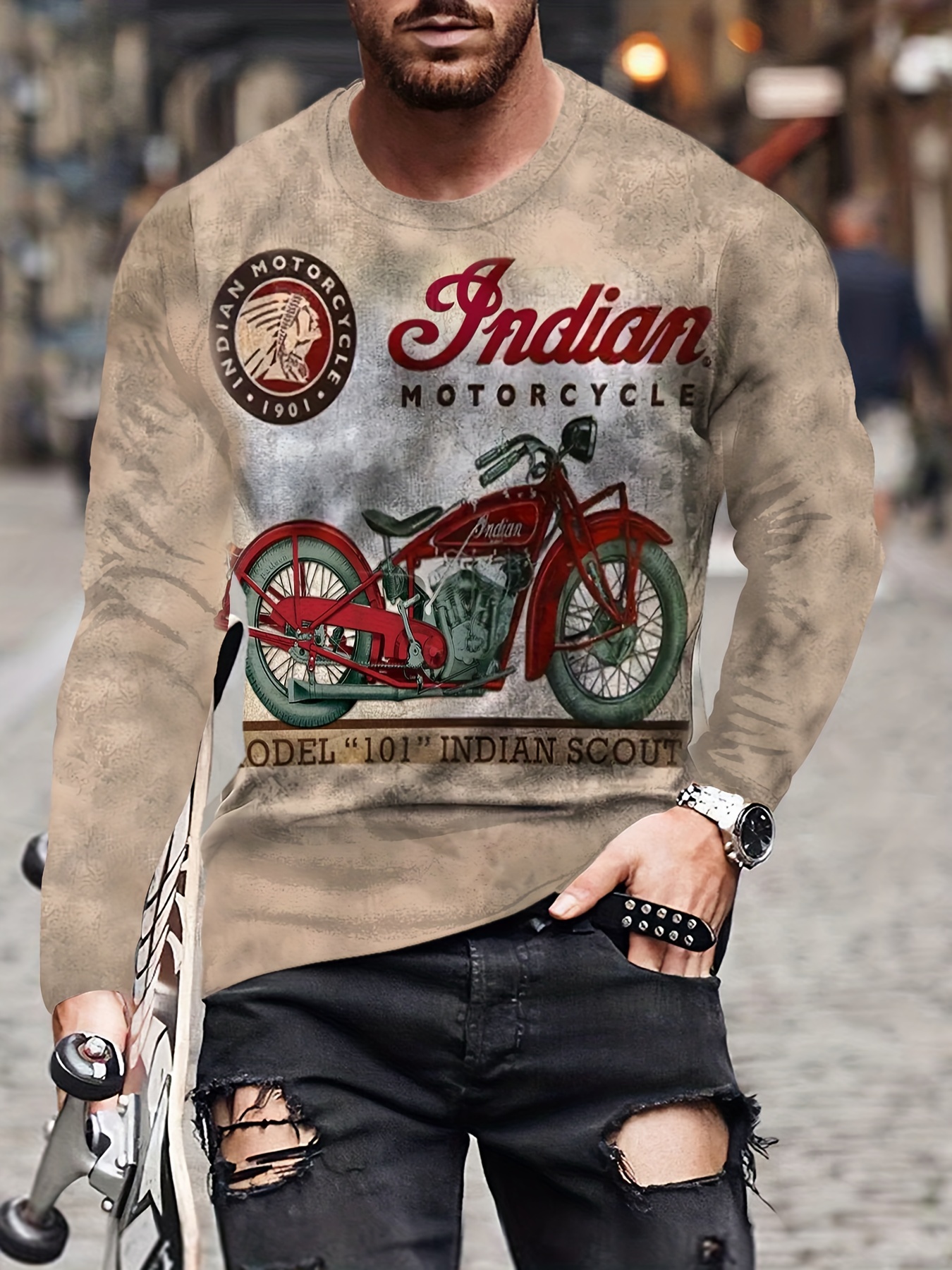 New Retro motorcycle series patterns T Shirt Graphic 3D print Tops Tees  Tshirt Streetwear Punk T-shirt Men clothes