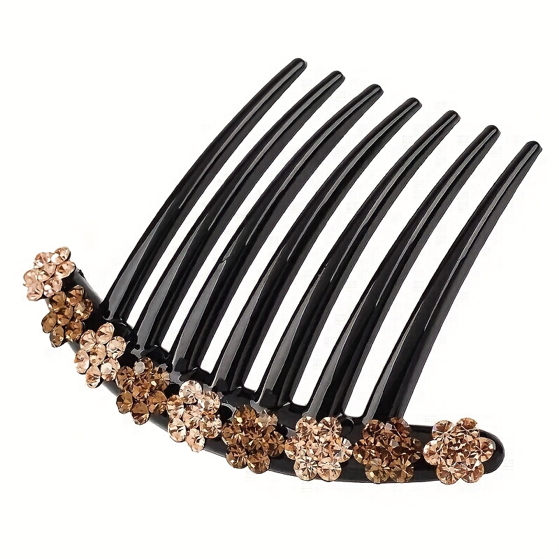 Vintage Rhinestone Flower Hair Comb Pin