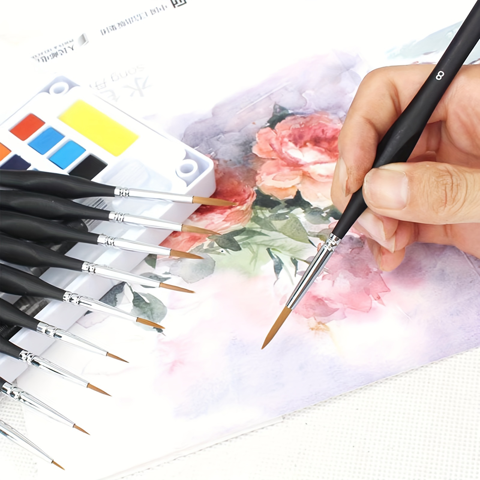 Miniature Paint Brushes, 12pcs Model Brushes Micro Detail Paint Brush Set,  Fine Detailing For Acrylics, Oils, Watercolors & Paint By Number, Citadel