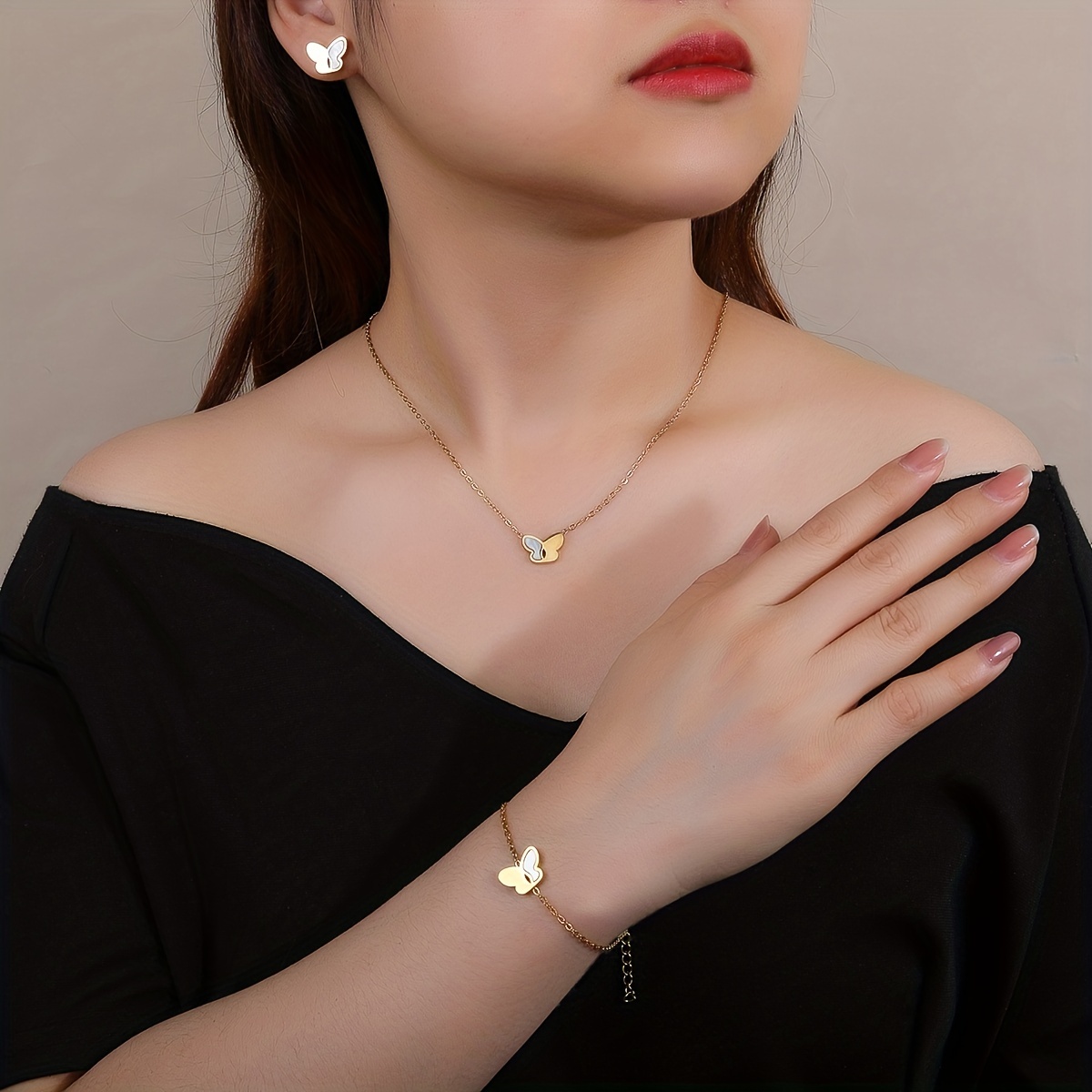 For Girls Necklace Bracelet Earring Ring Set Necklace For - Temu