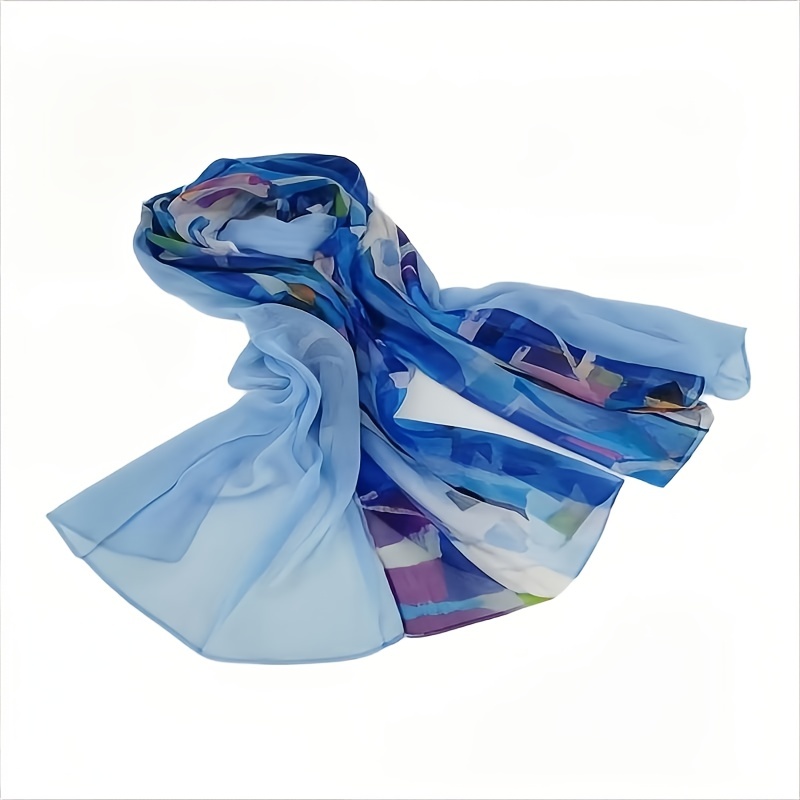 Silk Ladies Sun Protection Shawl Warm Printed Scarf