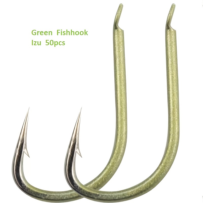 50pcs Premium Barbless Fish Hooks - Ideal For Freshwater And Saltwater  Fishing - Easy To Use - Green