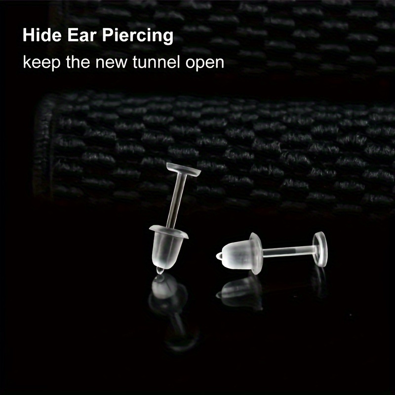 Clear Silicone Earrings for Sports,300 Pairs Clear Plastic Earring Posts and Earring Backs