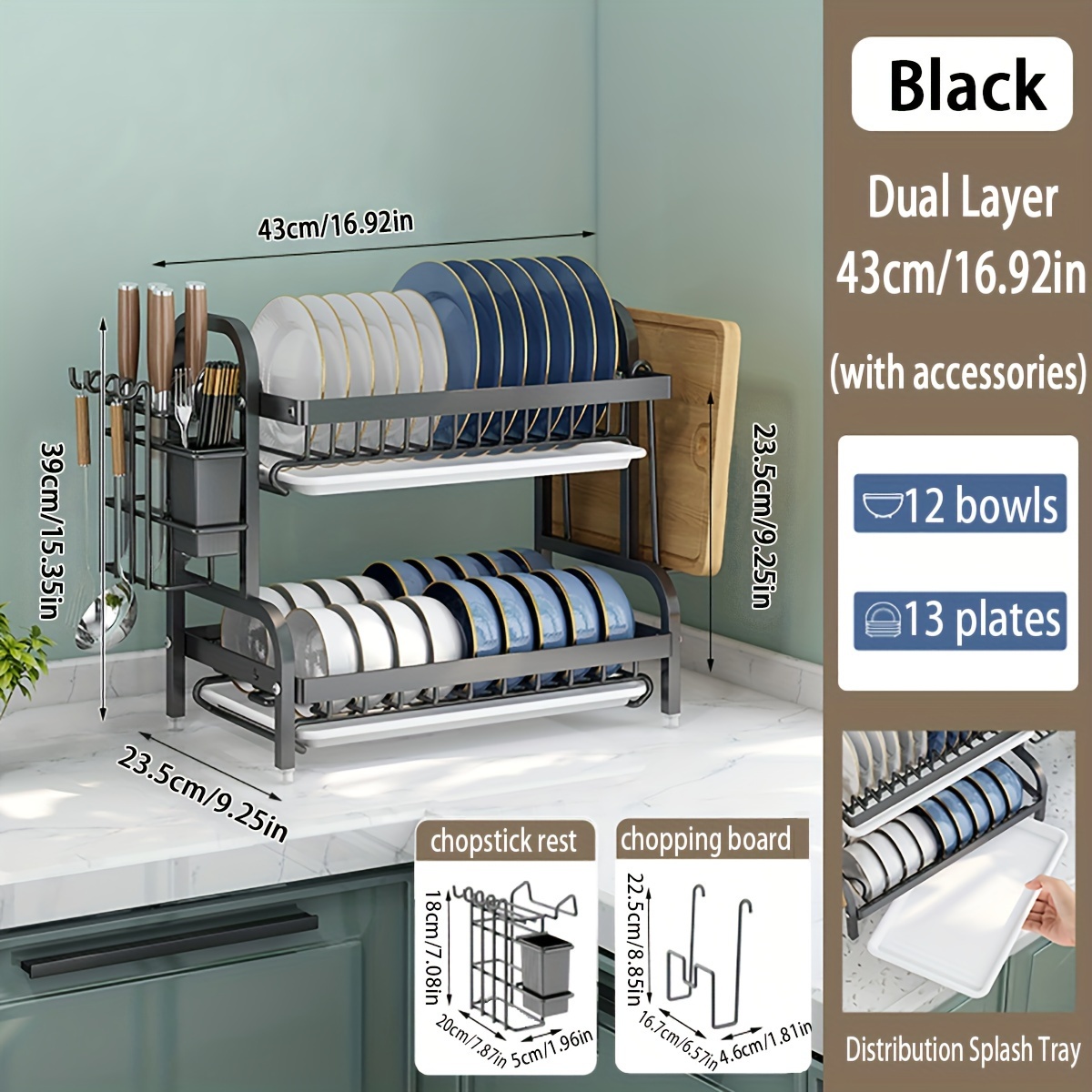 Rust proof Dish Drying Rack With Drip Tray Hooks - Temu