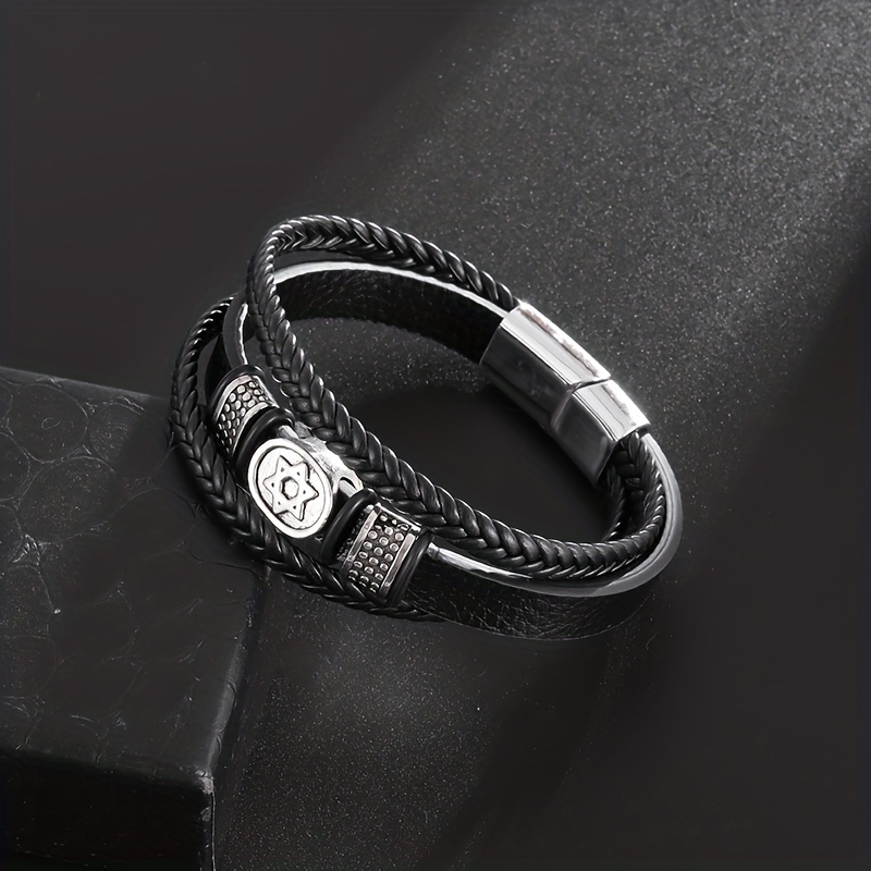 Gucci Black Woven Leather Bracelet for Men